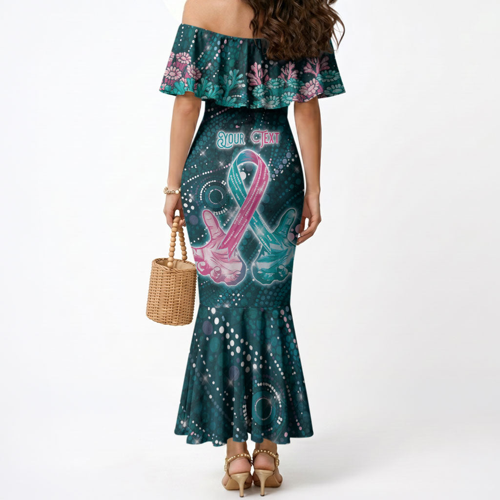 Personalised Hereditary Cancer Support Mermaid Dress Hope Ribbon With Aussie Teal Duncan Coral