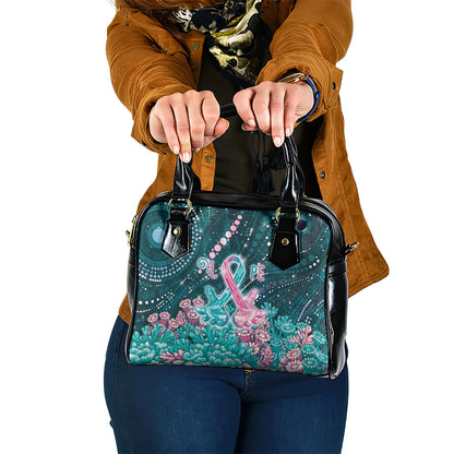 Hereditary Cancer Support Shoulder Handbag Hope Ribbon With Aussie Teal Duncan Coral