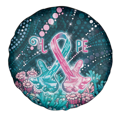 Hereditary Cancer Support Spare Tire Cover Hope Ribbon With Aussie Teal Duncan Coral