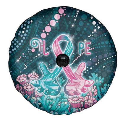 Hereditary Cancer Support Spare Tire Cover Hope Ribbon With Aussie Teal Duncan Coral