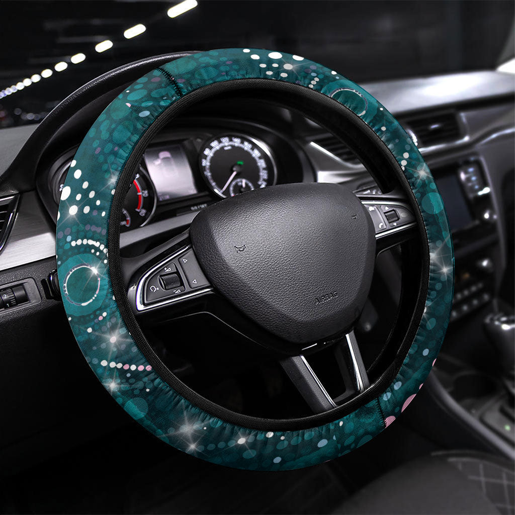 Hereditary Cancer Support Steering Wheel Cover Hope Ribbon With Aussie Teal Duncan Coral