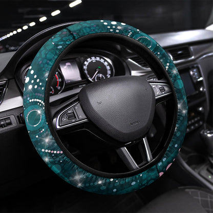 Hereditary Cancer Support Steering Wheel Cover Hope Ribbon With Aussie Teal Duncan Coral