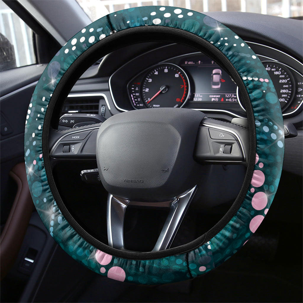 Hereditary Cancer Support Steering Wheel Cover Hope Ribbon With Aussie Teal Duncan Coral
