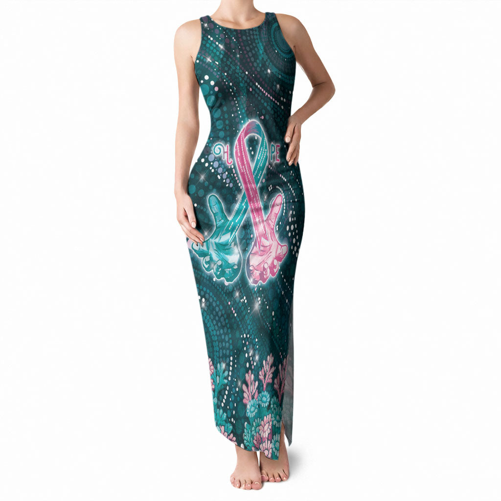 Personalised Hereditary Cancer Support Tank Maxi Dress Hope Ribbon With Aussie Teal Duncan Coral