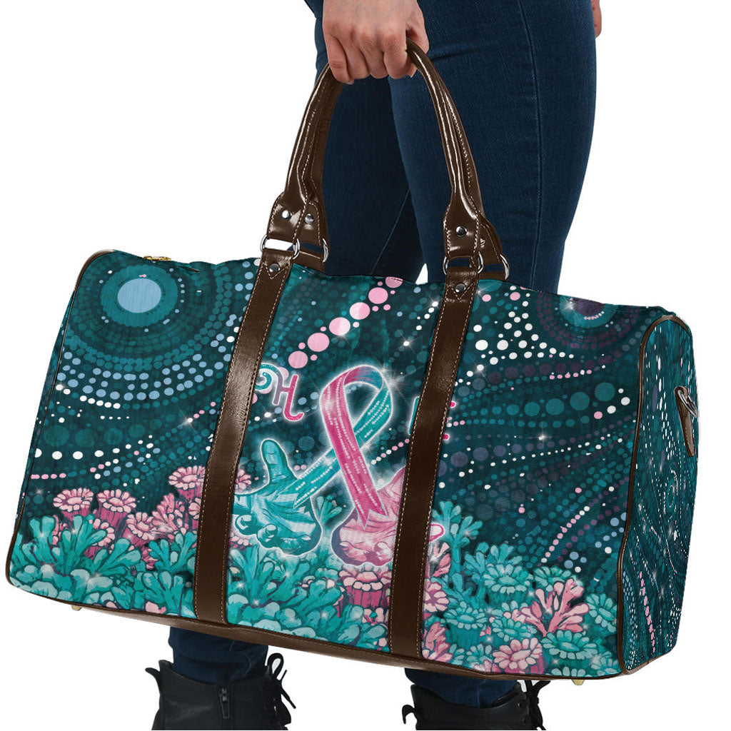 Hereditary Cancer Support Travel Bag Hope Ribbon With Aussie Teal Duncan Coral