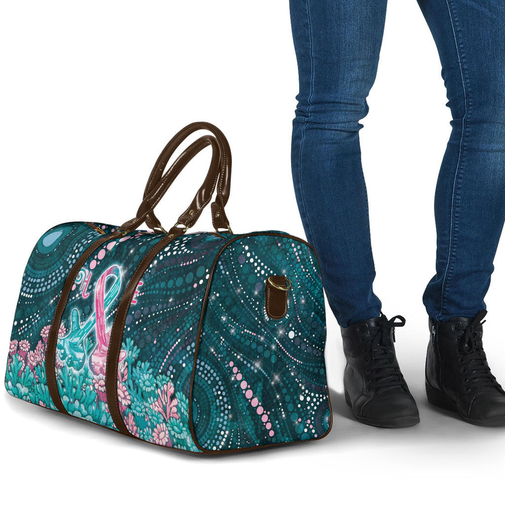Hereditary Cancer Support Travel Bag Hope Ribbon With Aussie Teal Duncan Coral