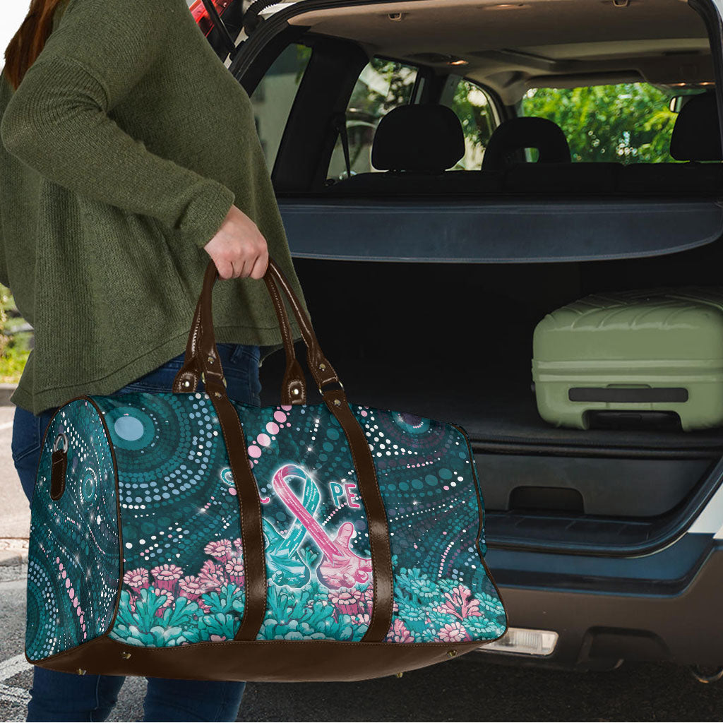Hereditary Cancer Support Travel Bag Hope Ribbon With Aussie Teal Duncan Coral