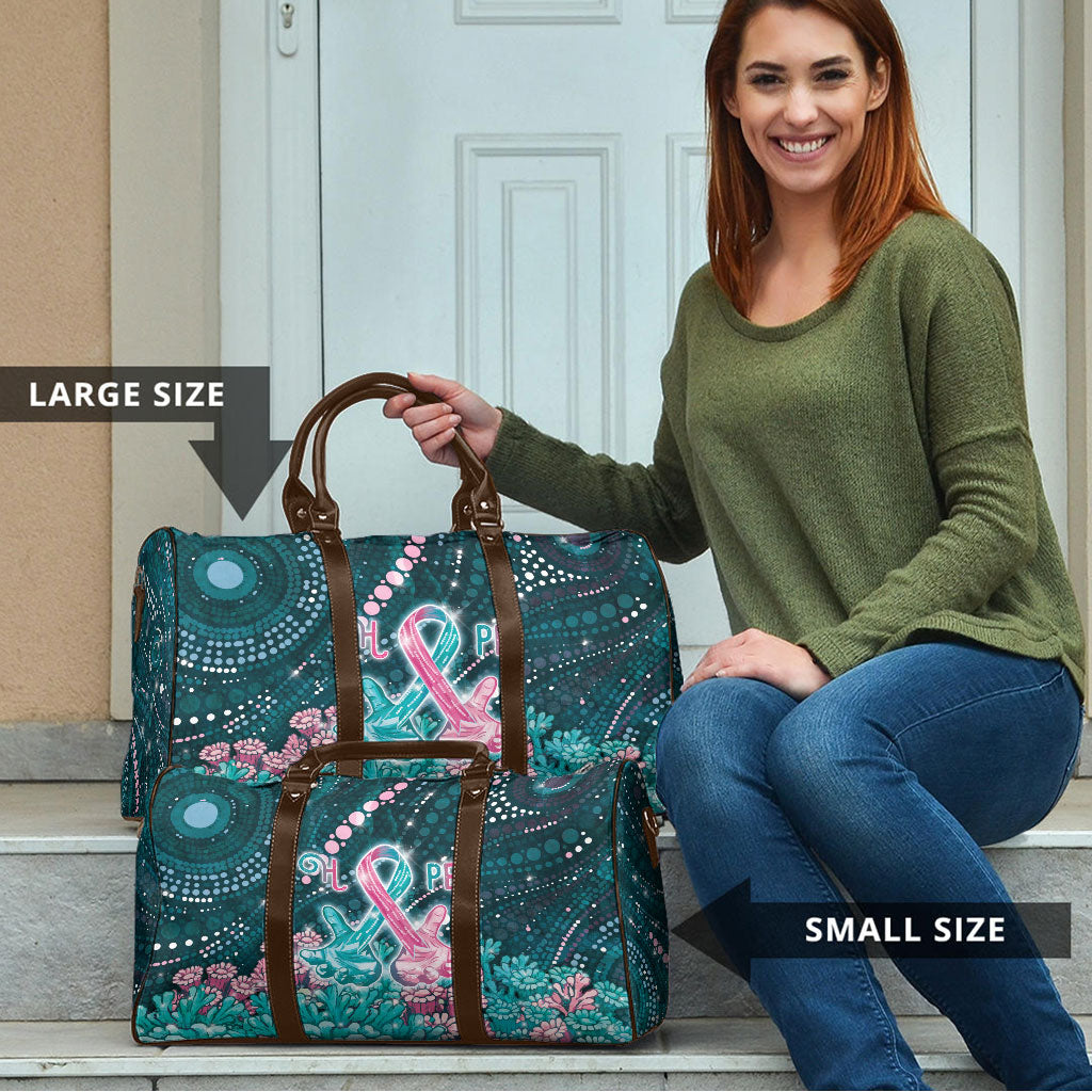 Hereditary Cancer Support Travel Bag Hope Ribbon With Aussie Teal Duncan Coral