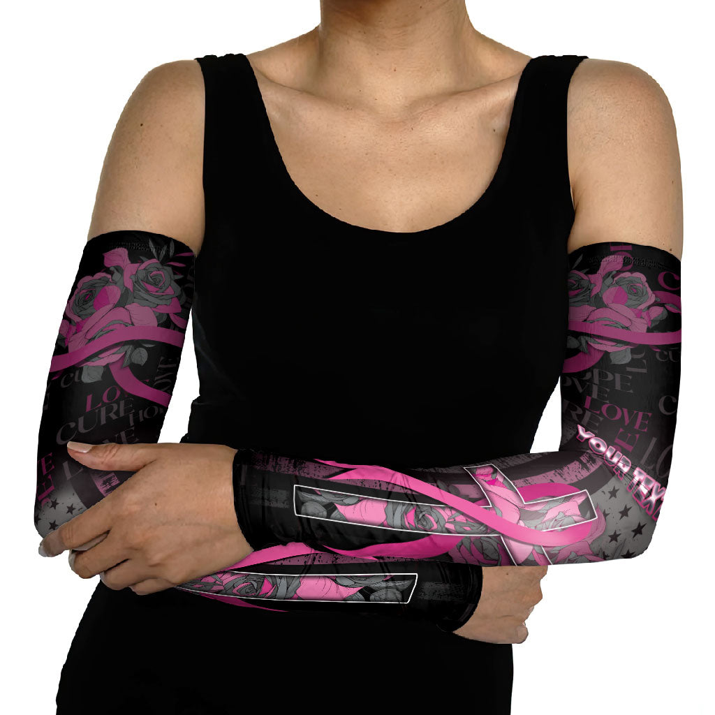 Personalized American Breast Cancer Support Arm Sleeves Hope And Cure Cross