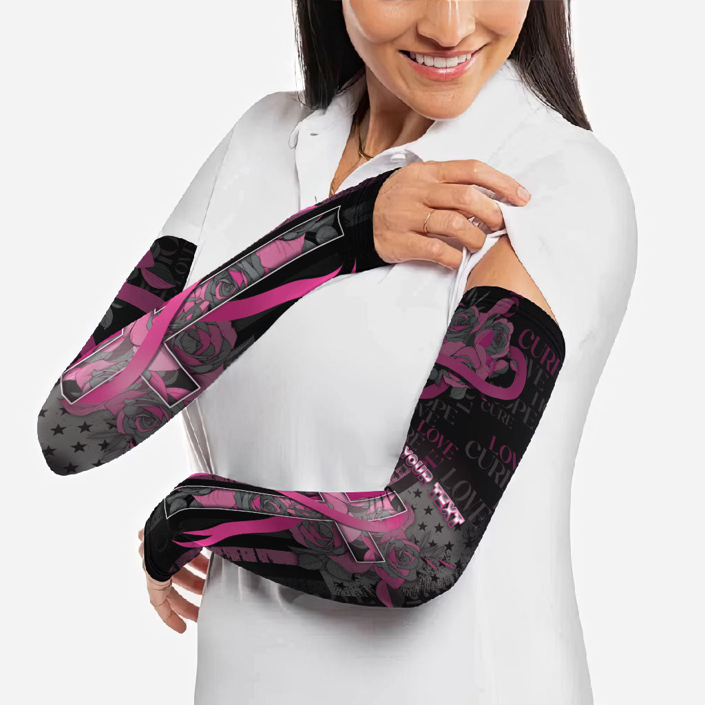 Personalized American Breast Cancer Support Arm Sleeves Hope And Cure Cross