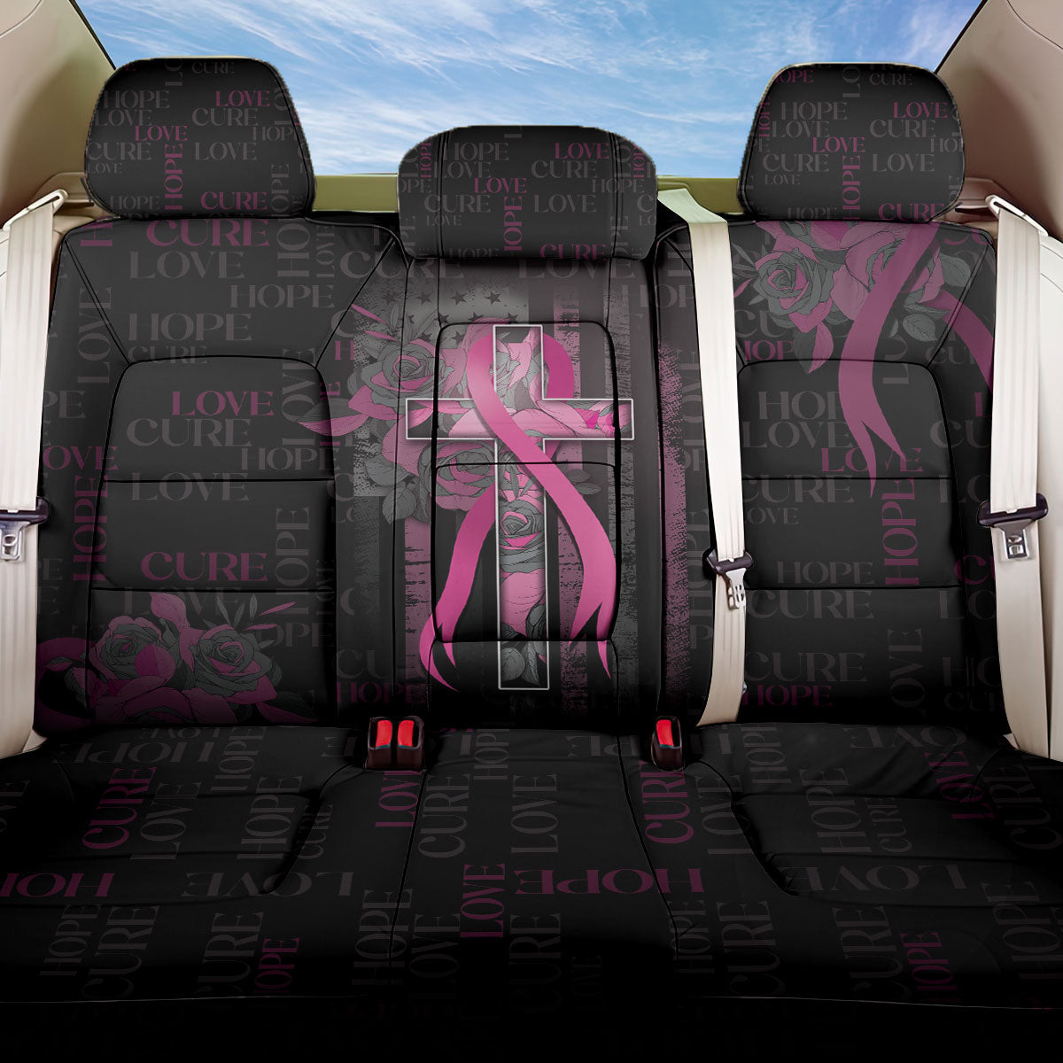 American Breast Cancer Support Back Car Seat Cover Hope And Cure Cross