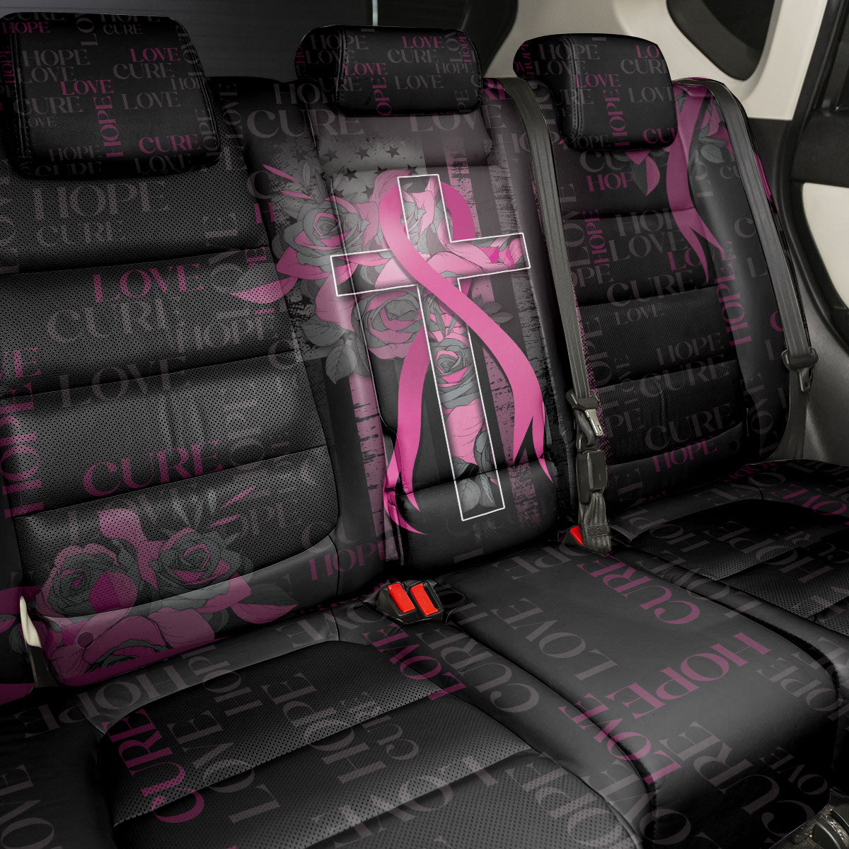 American Breast Cancer Support Back Car Seat Cover Hope And Cure Cross