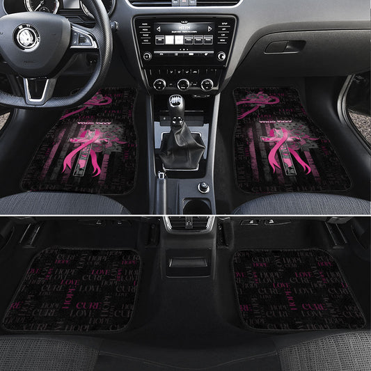 Personalized American Breast Cancer Support Car Mats Hope And Cure Cross