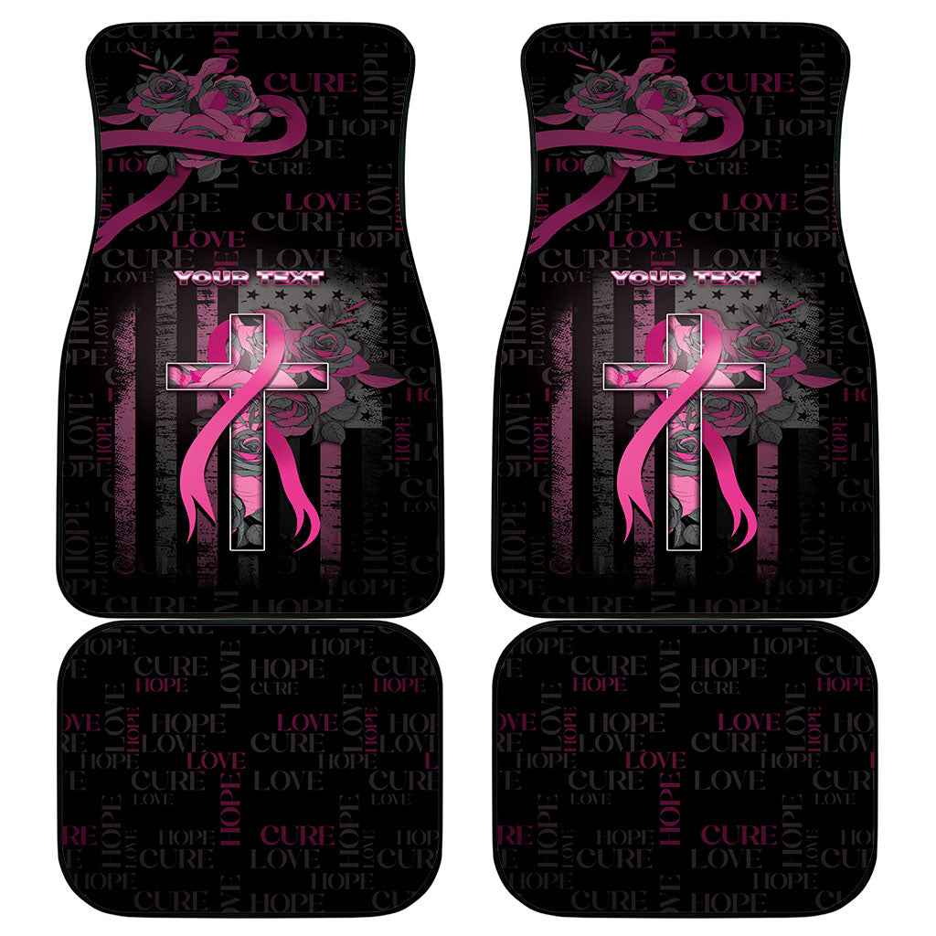 Personalized American Breast Cancer Support Car Mats Hope And Cure Cross