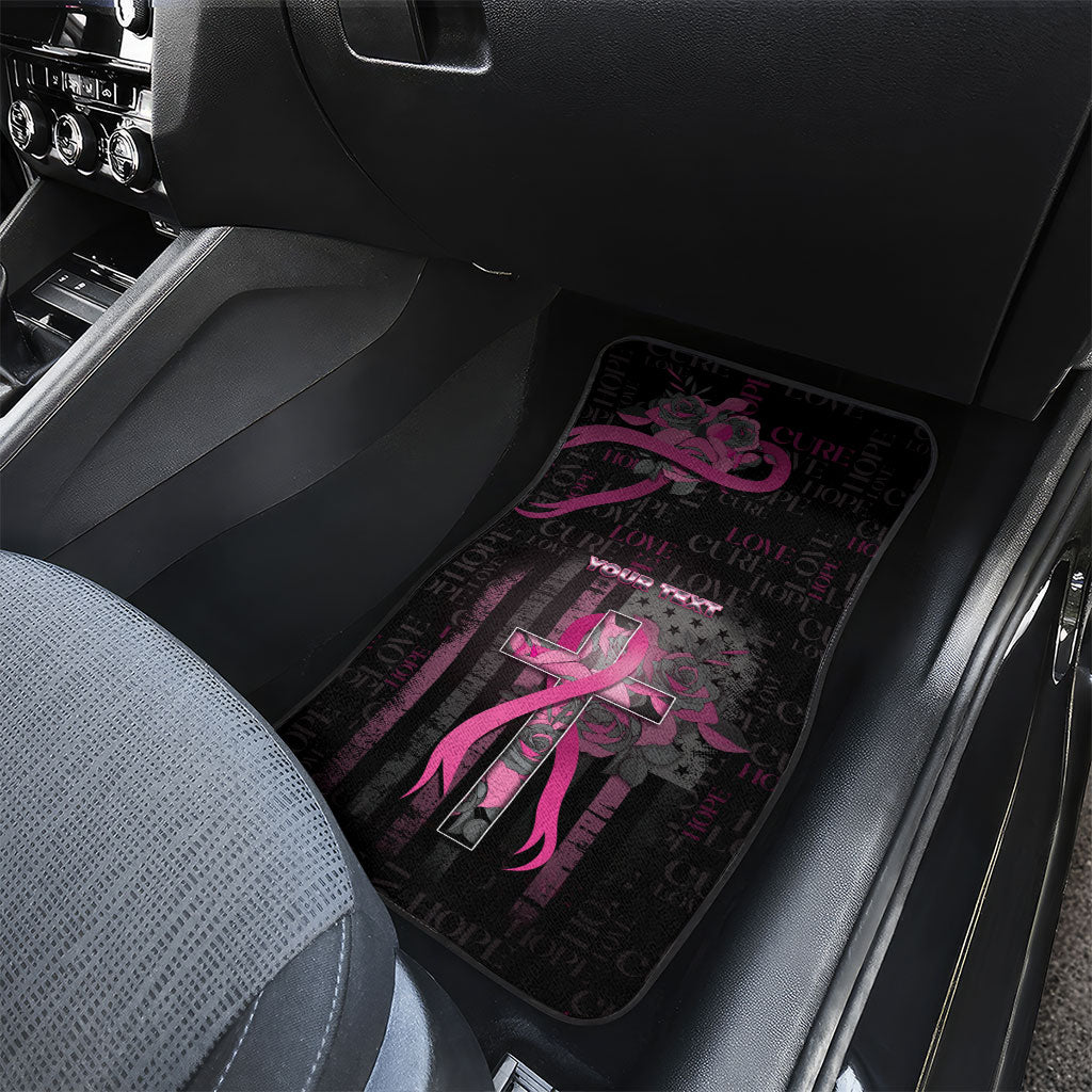 Personalized American Breast Cancer Support Car Mats Hope And Cure Cross