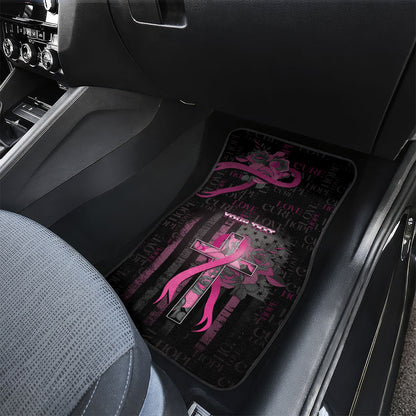 Personalized American Breast Cancer Support Car Mats Hope And Cure Cross