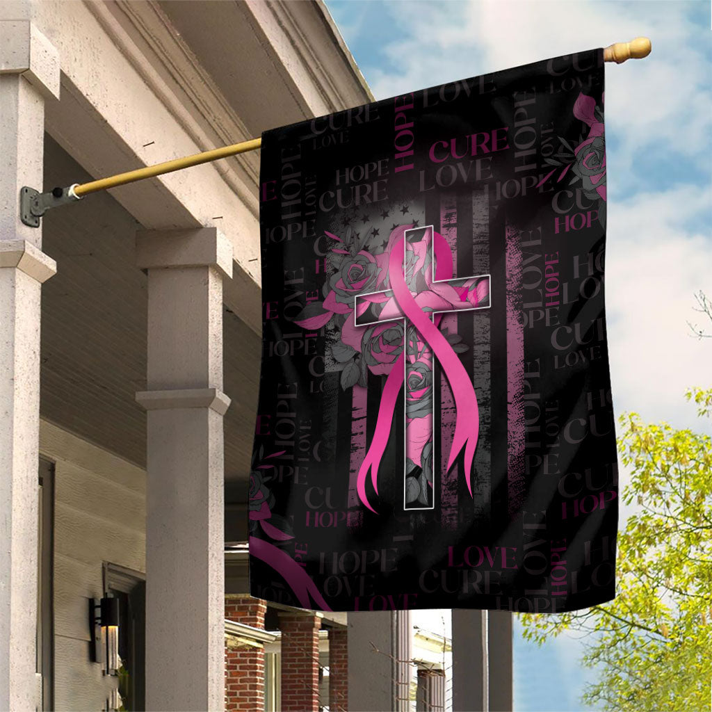 American Breast Cancer Support Garden Flag Hope And Cure Cross
