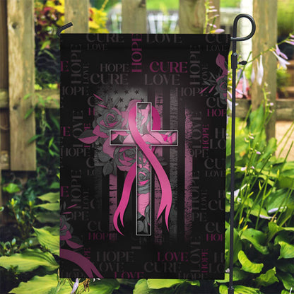 American Breast Cancer Support Garden Flag Hope And Cure Cross