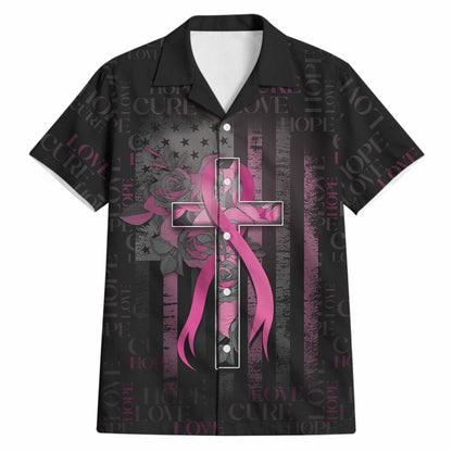 Personalized American Breast Cancer Support Hawaiian Shirt Hope And Cure Cross