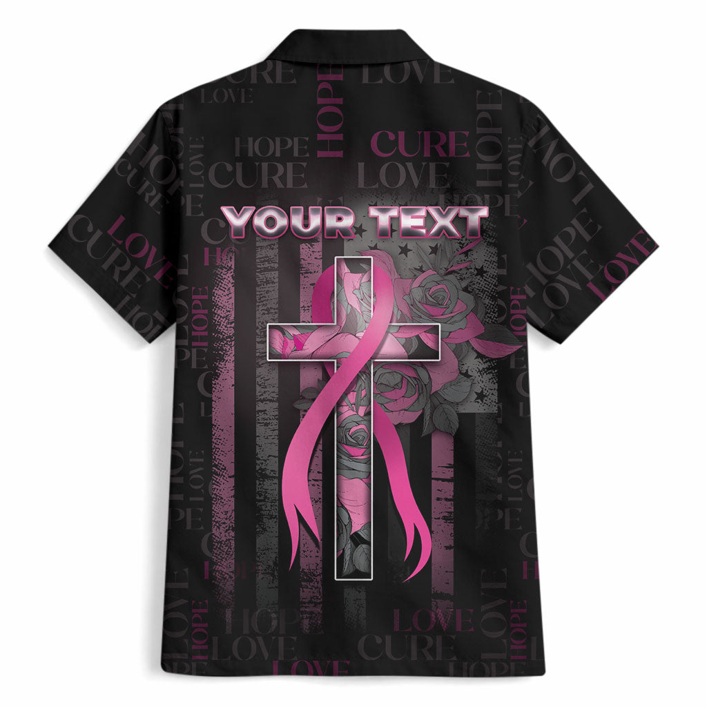 Personalized American Breast Cancer Support Hawaiian Shirt Hope And Cure Cross
