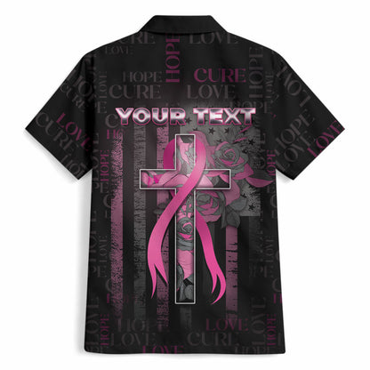 Personalized American Breast Cancer Support Hawaiian Shirt Hope And Cure Cross