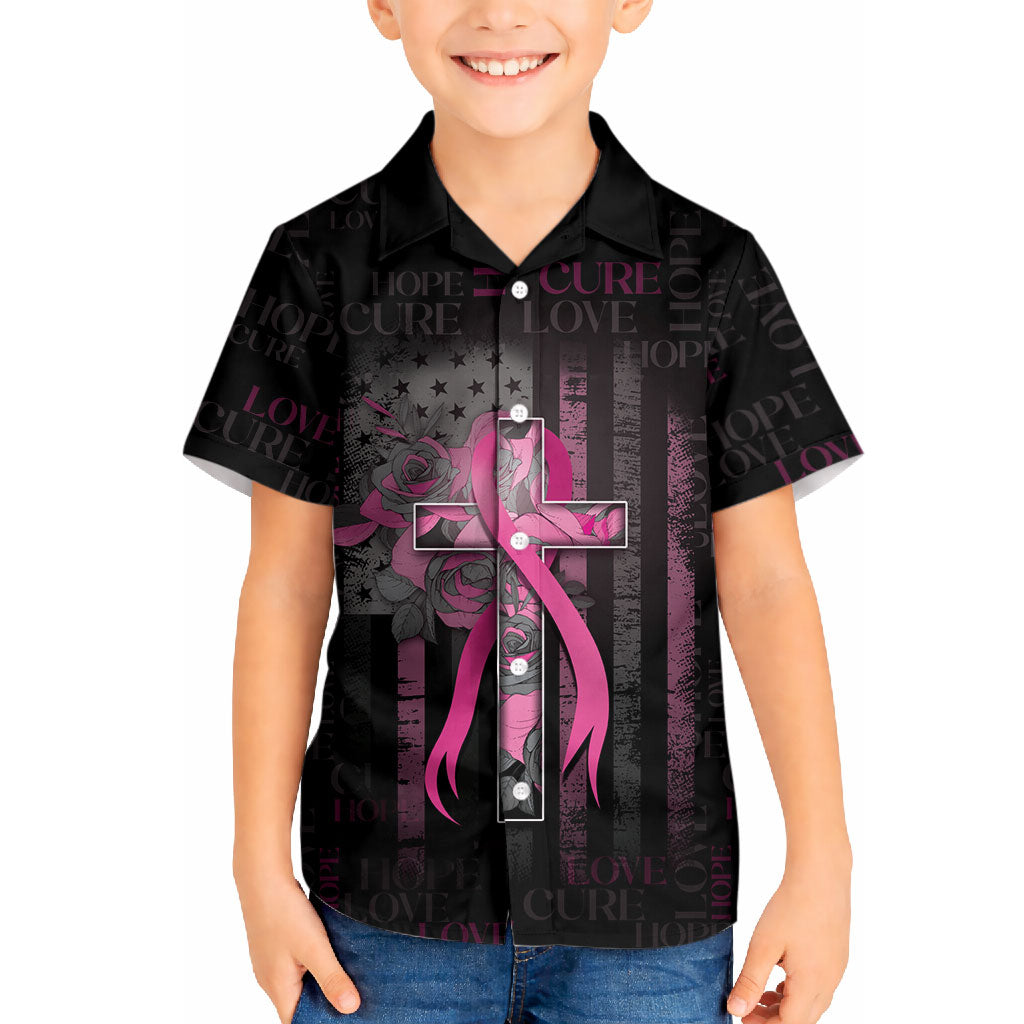 Personalized American Breast Cancer Support Hawaiian Shirt Hope And Cure Cross