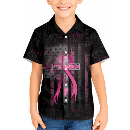 Personalized American Breast Cancer Support Hawaiian Shirt Hope And Cure Cross
