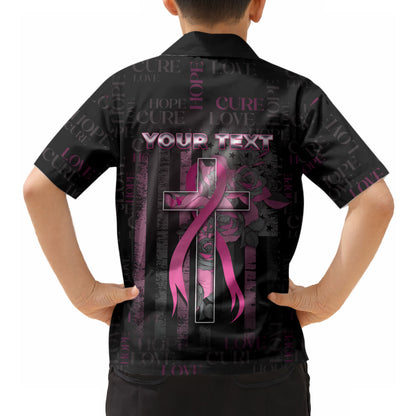 Personalized American Breast Cancer Support Hawaiian Shirt Hope And Cure Cross