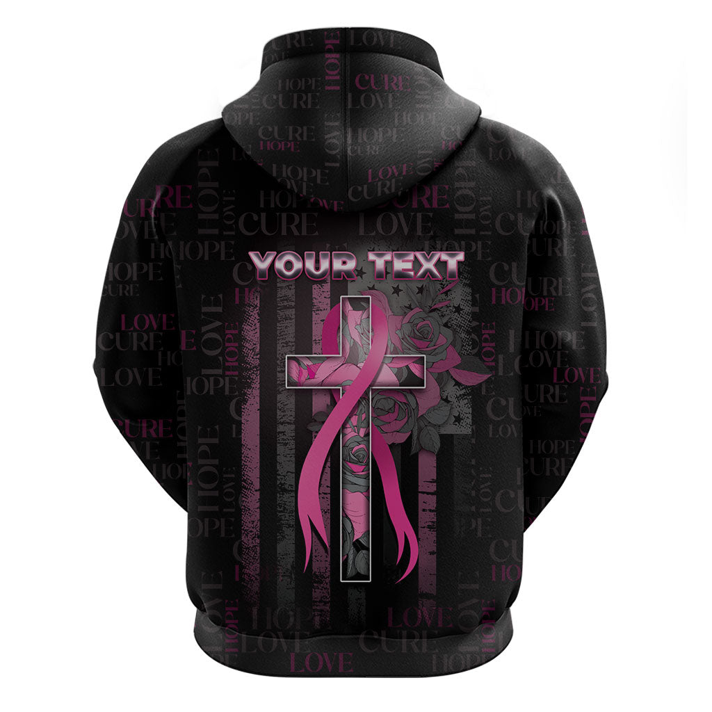 Personalized American Breast Cancer Support Hoodie Hope And Cure Cross
