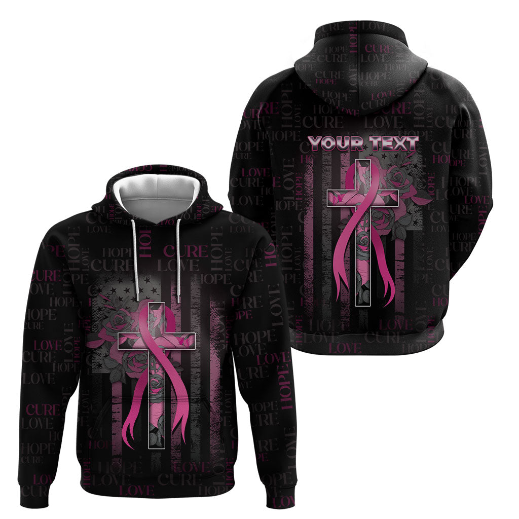 Personalized American Breast Cancer Support Hoodie Hope And Cure Cross