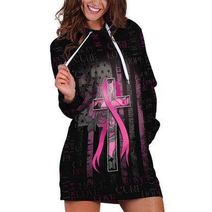 Personalized American Breast Cancer Support Hoodie Dress Hope And Cure Cross