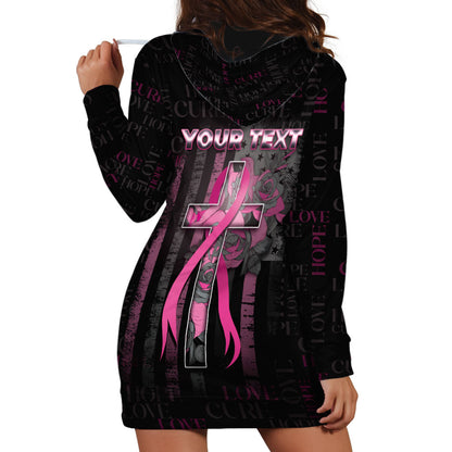 Personalized American Breast Cancer Support Hoodie Dress Hope And Cure Cross