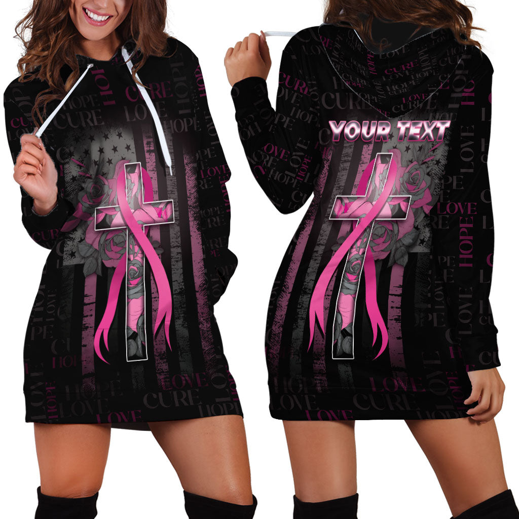 Personalized American Breast Cancer Support Hoodie Dress Hope And Cure Cross