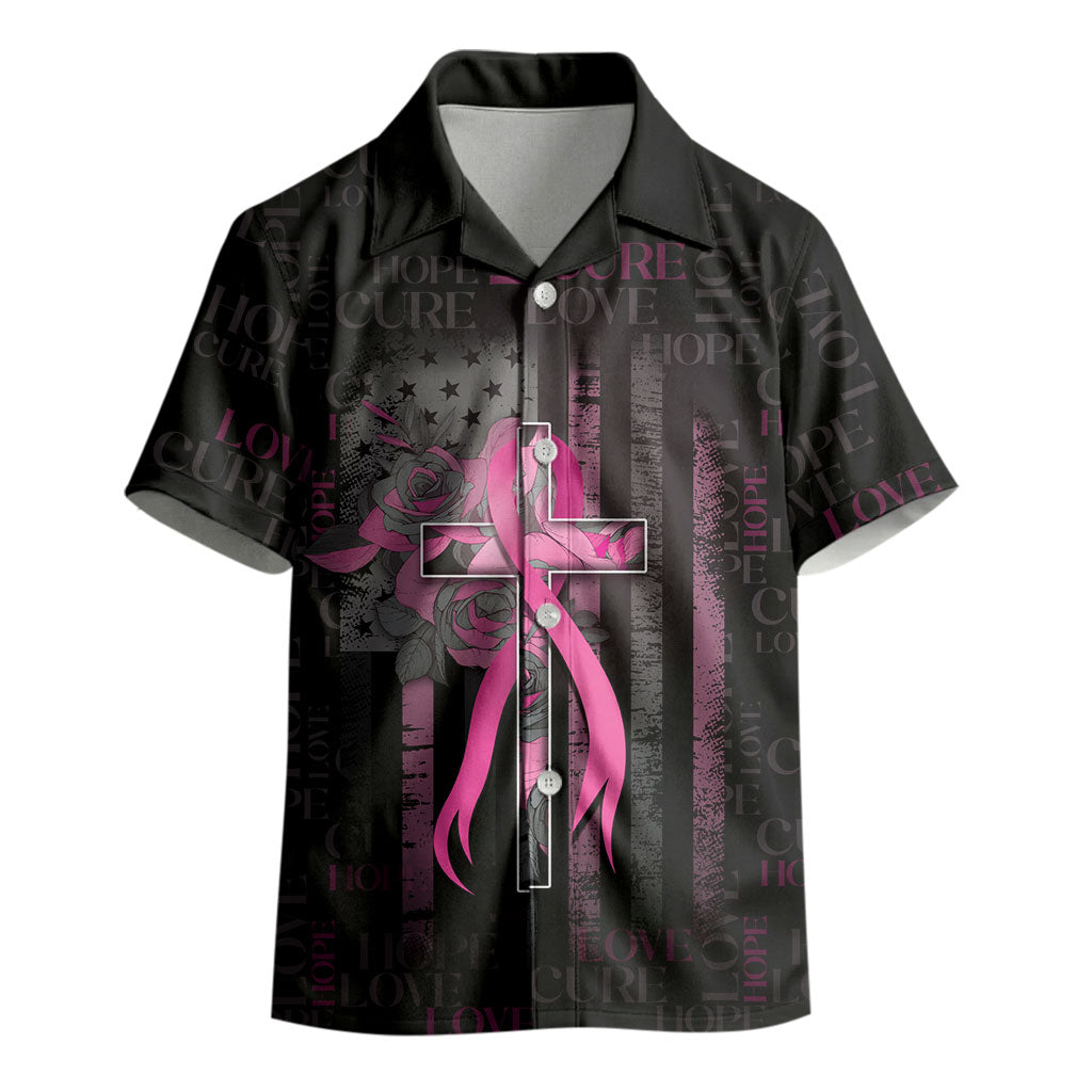 Personalized American Breast Cancer Support Kid Hawaiian Shirt Hope And Cure Cross
