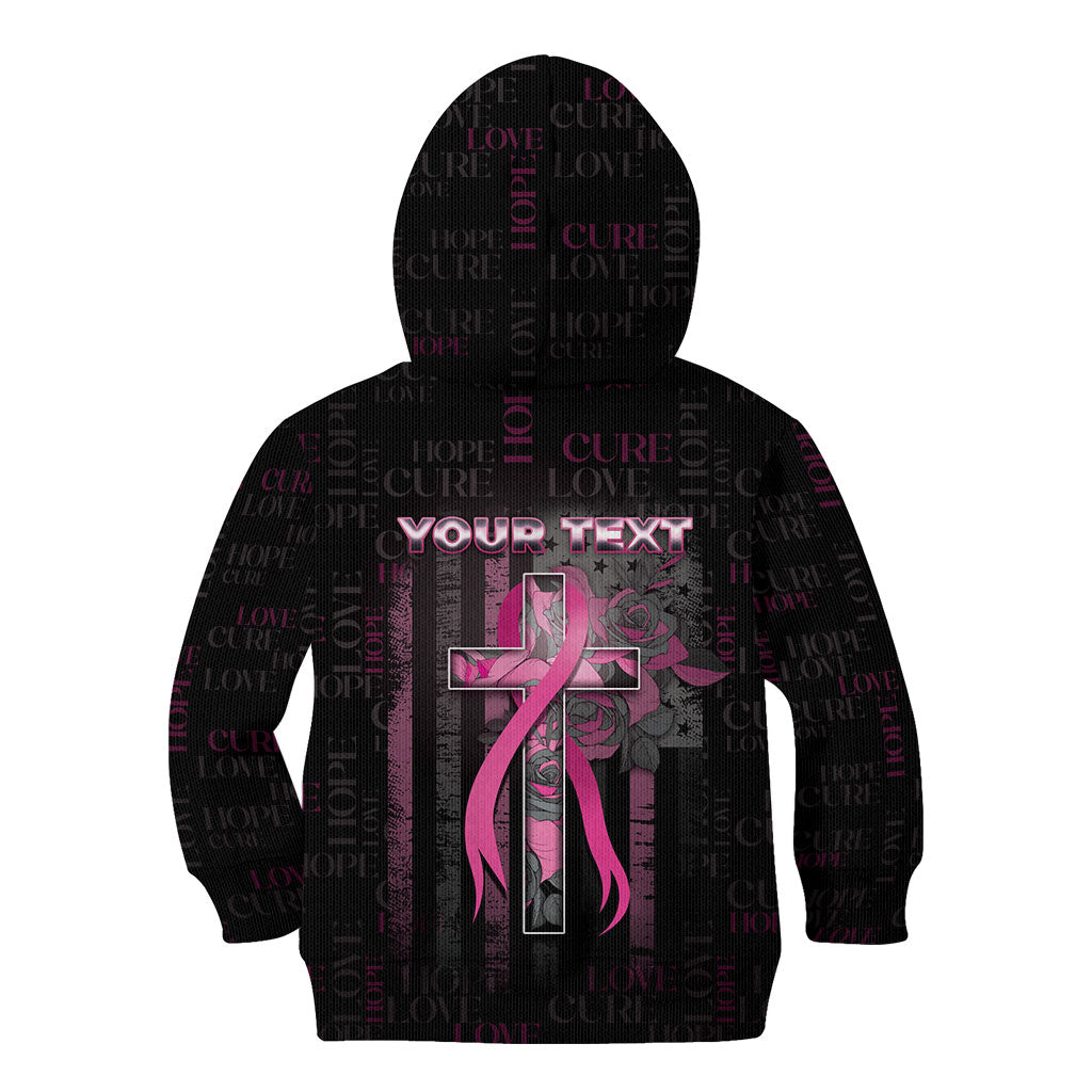 Personalized American Breast Cancer Support Kid Hoodie Hope And Cure Cross