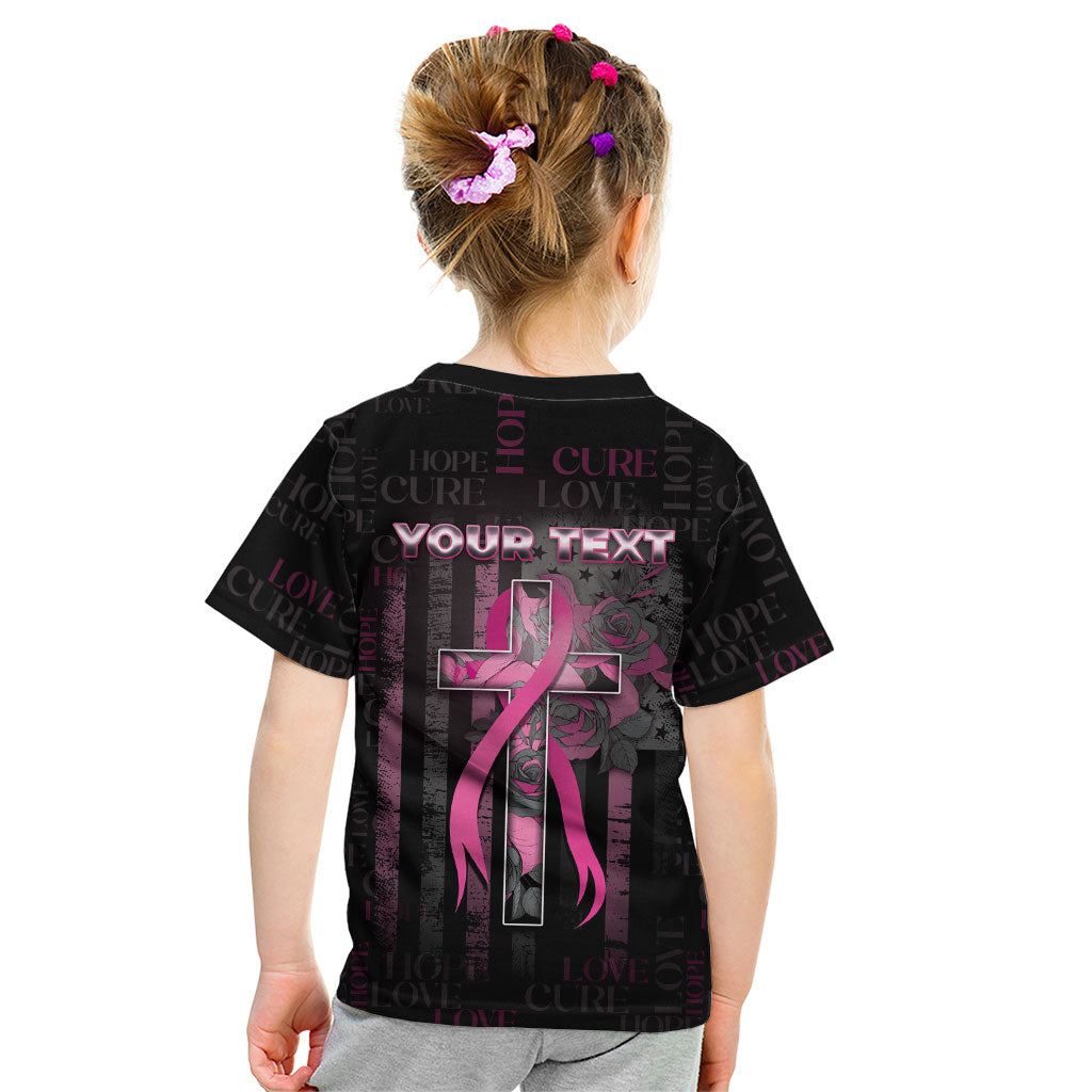 Personalized American Breast Cancer Support Kid T Shirt Hope And Cure Cross