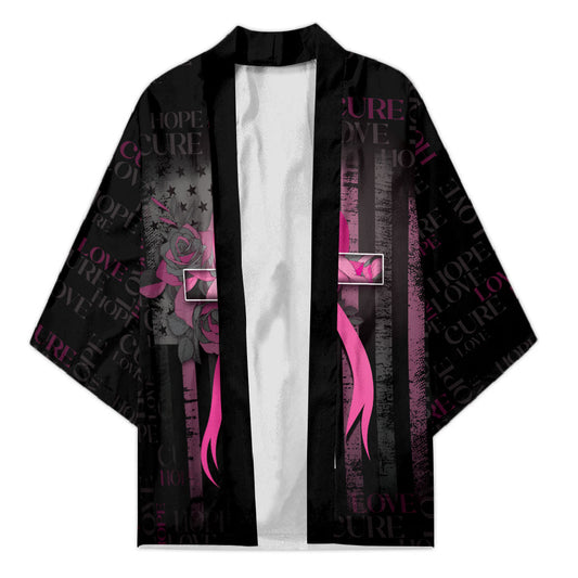 Personalized American Breast Cancer Support Kimono Hope And Cure Cross