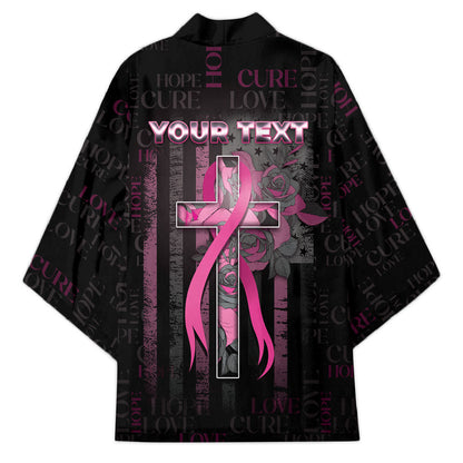 Personalized American Breast Cancer Support Kimono Hope And Cure Cross