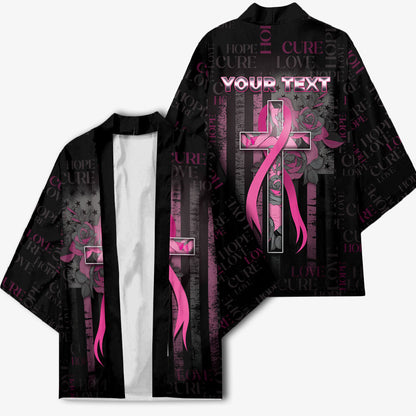 Personalized American Breast Cancer Support Kimono Hope And Cure Cross