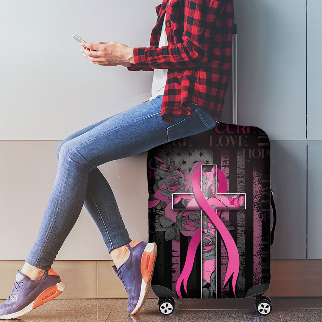 American Breast Cancer Support Luggage Cover Hope And Cure Cross