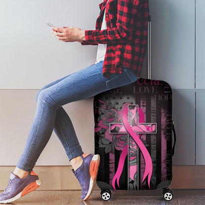 American Breast Cancer Support Luggage Cover Hope And Cure Cross