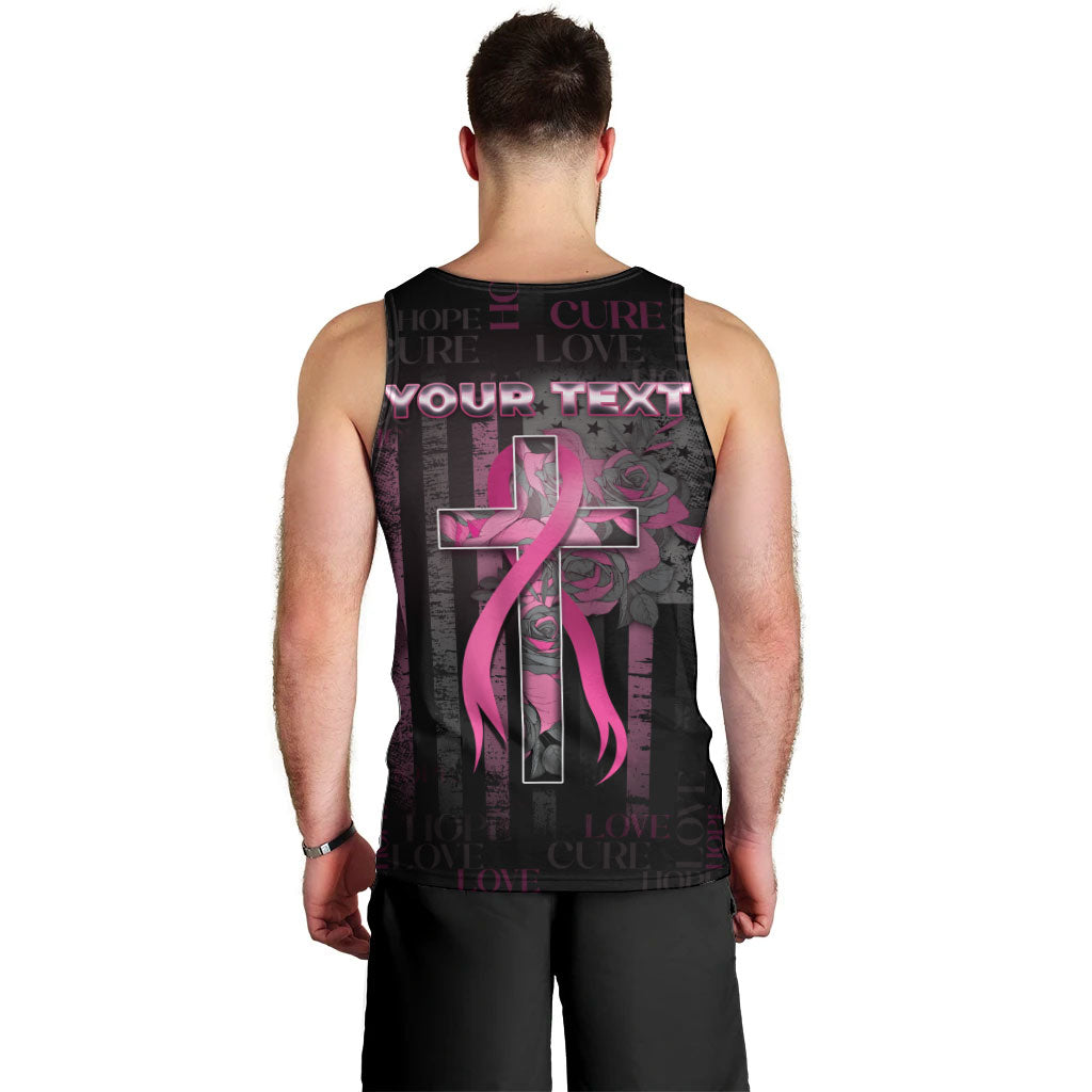 Personalized American Breast Cancer Support Men Tank Top Hope And Cure Cross