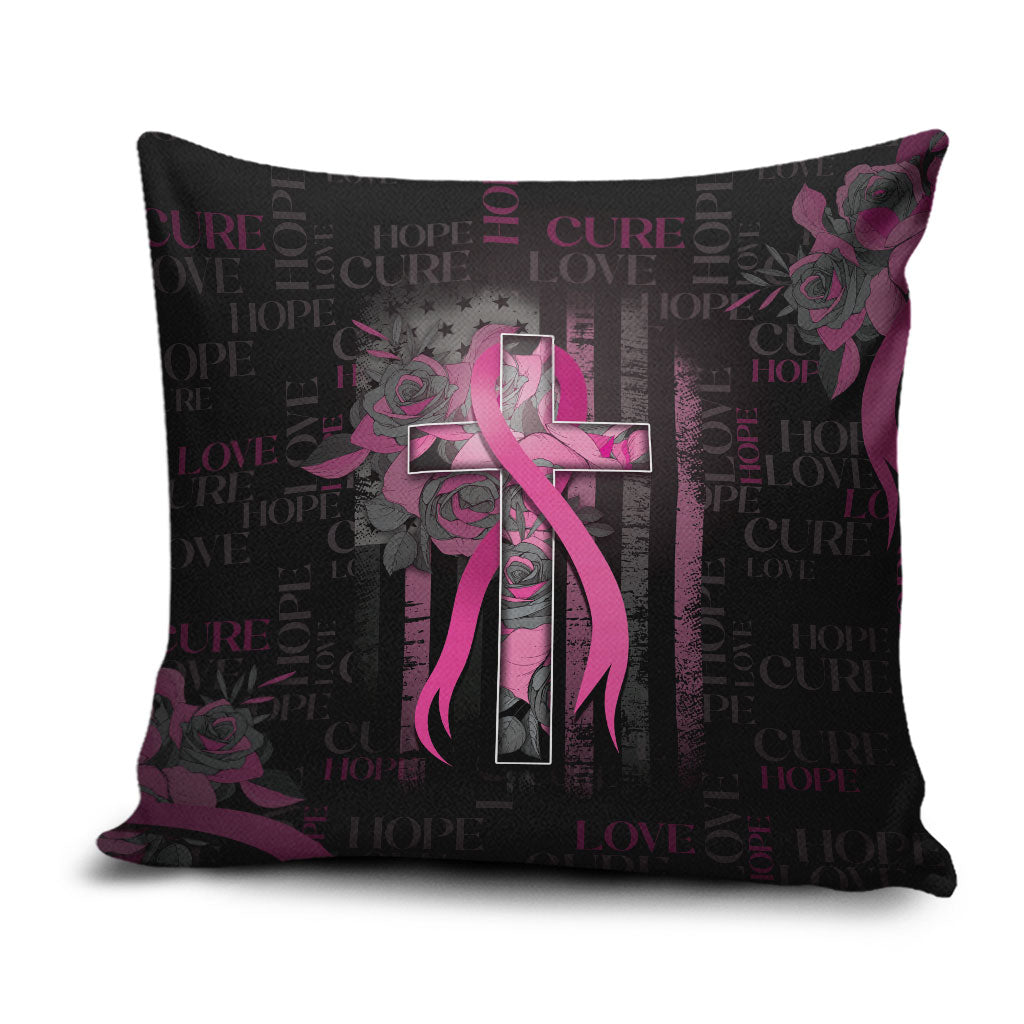 American Breast Cancer Support Pillow Cover Hope And Cure Cross