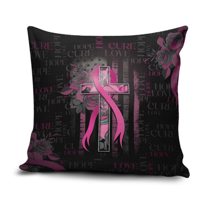 American Breast Cancer Support Pillow Cover Hope And Cure Cross