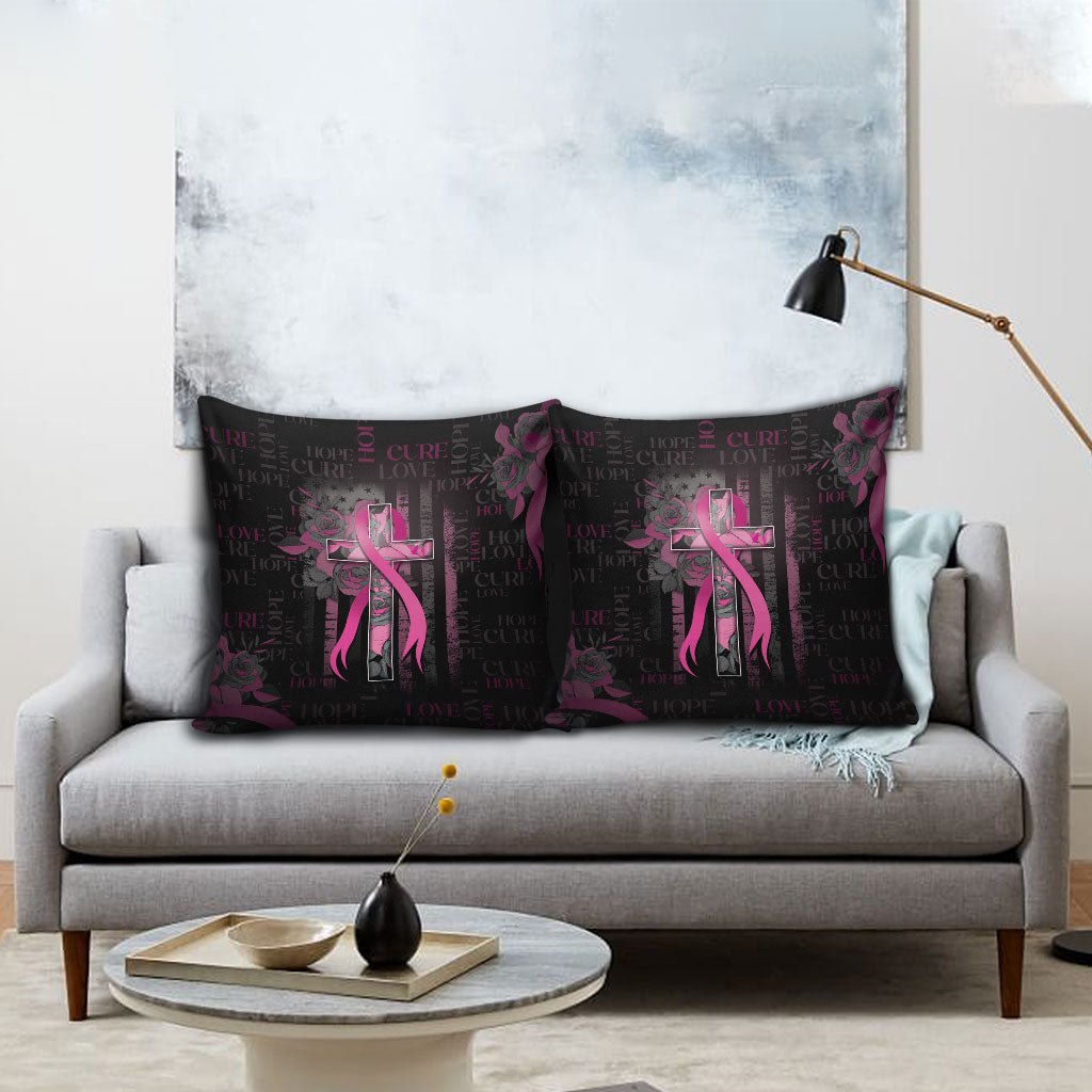 American Breast Cancer Support Pillow Cover Hope And Cure Cross