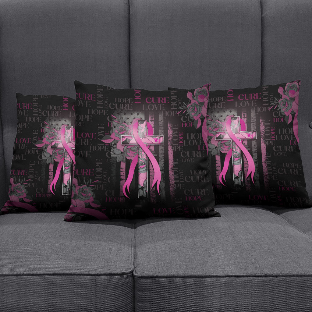 American Breast Cancer Support Pillow Cover Hope And Cure Cross