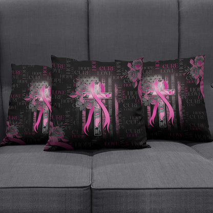 American Breast Cancer Support Pillow Cover Hope And Cure Cross