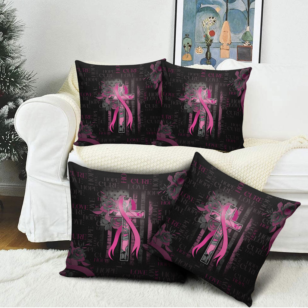 American Breast Cancer Support Pillow Cover Hope And Cure Cross