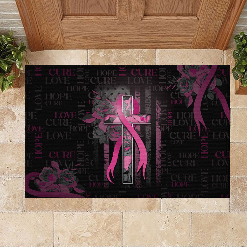 American Breast Cancer Support Rubber Doormat Hope And Cure Cross