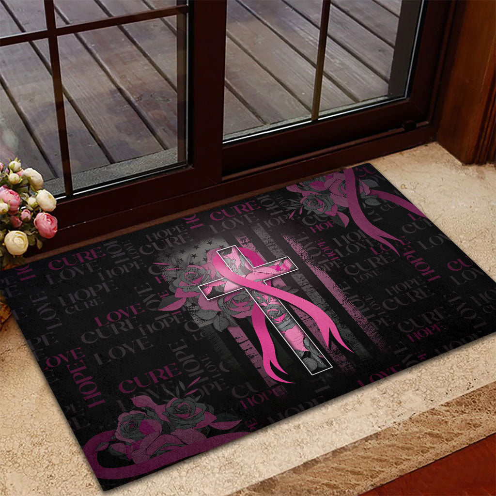 American Breast Cancer Support Rubber Doormat Hope And Cure Cross